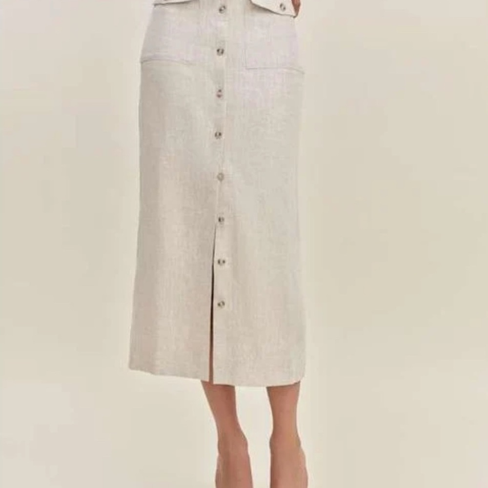 Reformation Women's Natural Britt Linen Skirt